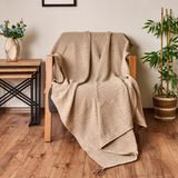 Matmel Soft Shiny Koltuk Şalı - Bej / Kahverengi - 130X170 cm - 10 x 10 cm - Çok Renkli