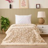 Matmel Soft Sprig Pamuklu Tek Kişilik Battaniye - Bej - 150X200 cm - Renkli - 100 x 100 cm
