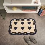 Matmel Soft Tufting Herz Banyo Paspası - Ekru - 60X90 cm - Renkli