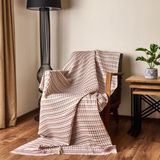 Matmel Soft Waffle Koltuk Şalı - Ekru / Kiremit - 120X170 cm - 10 x 10 cm - Çok Renkli