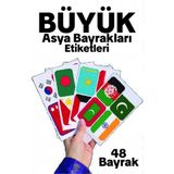 Matrak Şeyler Asya Ülkeleri Büyük Bayrak Çıkartma Seti 48 Ülke 8,4x6 cm Sticker Okul Proje Etiketi