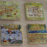 Matrakçı Nasuh Minyatürleri Doğal Taş Bardak Altlığı 4'lü set - Natural Stone Coasters
