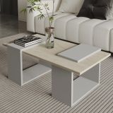 Matris Modern Orta Sehpa – Geometrik Tasarım ve Şık Detaylar, Gri/Traverten