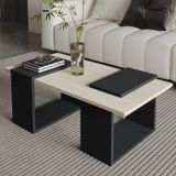 Matris Modern Orta Sehpa – Geometrik Tasarım ve Şık Detaylar, Traverten/Antrasit