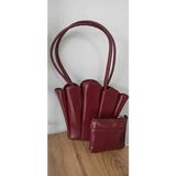Matruşka Deri Sanat Tasarım Bordo Yelpaze Modeli Omuz Çantası - 30x24 - 508-Bordo