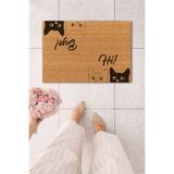 MatsUp Koko Kapı Önü Hi Bye Cats Kedi Baskılı Paspas