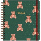 Matt Notebook 19X21 cm Kare Lastikli Spiralli Sert Kapak Not Defteri Çizgili Ayıcıklar