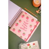 Matt Notebook 19X21 cm Kare Lastikli Spiralli Sert Kapak Not Defteri Çizgili Çilek