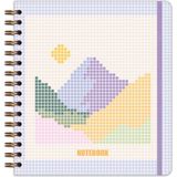 Matt Notebook 19X21 cm Kare Lastikli Spiralli Sert Kapak Not Defteri Kareli - Lila