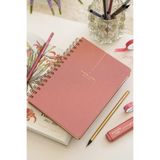 Matt Notebook 2026-2027 A5 Keten Akademik Ajanda Spiralli 15X21 cm - 17 Aylık Pembe
