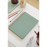 Matt Notebook 2026-2027 A5 Keten Akademik Ajanda Spiralli 15X21 cm - 17 Aylık Yeşil
