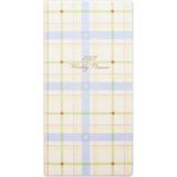 Matt Notebook 2027 Yılı Keten Haftalık Planlayıcı Kareli Cep Ajandası 9X18 cm Ekose - Mavi