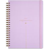 Matt Notebook 20X28 cm A4 Lastikli Spiralli Sert Kapak Not Defteri Kareli Lila