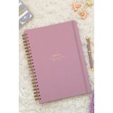 Matt Notebook 20X28 cm Gül Kurusu Lastikli Spiralli Sert Kapak Kareli Not Defteri 112 Yaprak