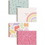 Matt Notebook 4'lü Resim Defteri Seti 25x35 cm 20 Yaprak 150 gr Renkli Desenli Kapaklar