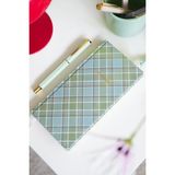 Matt Notebook 9X18 cm Keten Süresiz Haftalık Planlayıcı Kareli Cep Ajandası Ekose - Yeşil