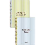 Matt Notebook A4 Spiralli Okul Defteri 80 Yaprak 2'li Set – Çizgili & Kareli - Yeşil