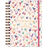 Matt Notebook A5 15X21 cm Spiralli Lastikli Noktalı Tarihsiz Not Defteri Kalpler