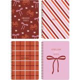 Matt Notebook A5 Spiralli Kareli Okul Defteri 80 Yaprak 4'lü Set Dayanıklı Karton Kapaklı Renkli Seçenekler