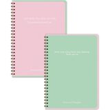Matt Notebook A5 Spiralli Okul Defteri 80 Yaprak 2'li Set – Çizgili & Kareli - Pembe