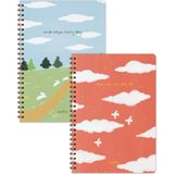 Matt Notebook A5 Spiralli Okul Defteri 80 Yaprak 2'li Set – Çizgili & Kareli - Turuncu