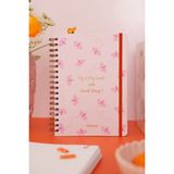 Matt Notebook B5 17X24 cm Spiralli Lastikli Çizgili Not Defteri 112 Yaprak Kelebekler