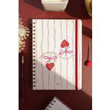 Matt Notebook B5 17X24 cm Spiralli Lastikli Çizgili Tarihsiz Not Defteri Kiraz Fiyonk