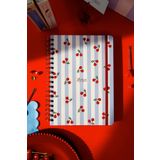 Matt Notebook B5 17X24 cm Spiralli Lastikli Çizgili Tarihsiz Not Defteri Kiraz