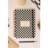 Matt Notebook B5 17X24 cm Spiralli Lastikli Kareli Tarihsiz Not Defteri Dama Desenli