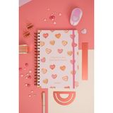 Matt Notebook B5 17X24 cm Spiralli Lastikli Kareli Tarihsiz Not Defteri Kalp Kurabiyeler