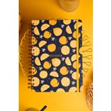 Matt Notebook B5 17X24 cm Spiralli Lastikli Kareli Tarihsiz Not Defteri Limon