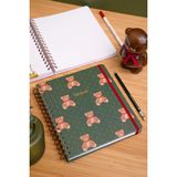 Matt Notebook Matt Kare Lastikli Spiralli Sert Kapak Not Defteri 19X21 cm 224 Sayfa Çizgili Ayıcıklar