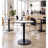 Matte Prime Beyaz Yuvarlak Kompakt Laminant Tablalı Bistro Metal Masa 77 Cm - Cafe, Otel, Restoran Masası