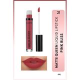 Matte Queen Lipstick Kalıcı Mat Likit Ruj - 21 Pink Bliss - Kırmızı