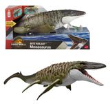 Mattel Jurassic World Rebirth Mosasaurus aksiyon figürü ve mini Dilophosaurus, geniş çeneli dinozor oyuncağı, filmden uyarlanan tasarım, bükülebilir eklemler, dijital oyunlar, JCH00