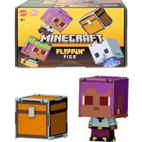 Mattel Minecraft Dönüşen Figürler 2'li Paket, dinamik oyun için 2'si 1 arada, 9 cm, büyük kafalı 2 aksiyon figürü, Efe/Sailboat ve Dolphin/Treasure Chest, JCY31