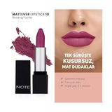 Mattever Lipstick 10 Shocking Fuschia Yarı Mat Saten Bitişli Ruj, Mor - Option-1