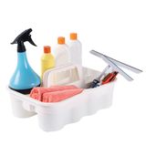 MATTHEW CLEANING PRODUCTS Büyük Plastik Bez Alet ve Lüks Tedarik Saplı Temizlik Caddy Taşınabilir Duş Sepeti Temizlik Ürünleri Düzenleyici, Paket Kahve/Alkolsüz İçecek, Banyo Çok Amaçlı - Beyaz