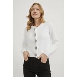 MATTİMODA Kadın Papatya Düğmeli Regular Beyaz Peluş Hırka