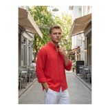 MATTİMODA Uzun Kol Müslin Erkek Bordo Gömlek