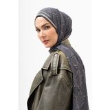 Mauśeya Kurdeleli Krep İpek Şal, Gri