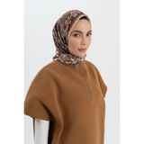 Mauśeya Paisley Krep İpek Şal, Kahverengi