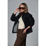 Maule %100 Pamuk Raw Denim Jean Mont Düğmeli Çift Cepli Kadife Yaka Kadın Kot Ceket @messina - Dropsuz - Mavi