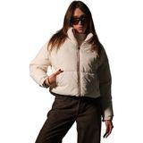 Maule Su Itici Kumaş, Fermuarlı Elyaf Dolgu Şişme Crop Kısa Kadın Mont @aspen - Bej