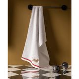 Maurane%100 Pamuk Nakışlı Yüz Havlusu - Beyaz - 50x70 cm