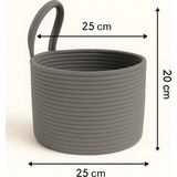 MaVaux Asep Askılı Halat El Dokuma Banyo Sepeti 25X20CM Duvara Asılabilir Çok Amaçlı Düzenleyici ve Saklama - 25 x 20 cm - Gri