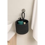 MaVaux Asep Askılı Halat El Dokuma Banyo Sepeti 25x20cm Duvara Asılabilir Çok Amaçlı Düzenleyici ve Saklama ANTRASİT 25 x 20