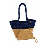 MaVaux Aya Trikot Omuz Çantası + Moss Clutch 2'li Kadın Hasır Çanta Seti Büyük Omuz Çantası ve Clutch El Yapımı Yazlık, Plaj Günlük Kullanım Şık Dayanıklı Çanta
