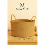 MaVaux Clover Özel Pamuklu Saplı Jüt Battaniye Sepeti Hasır Oyuncak Sepeti Jüt Çamaşır Sepeti 40-30 HASIR 40 x 30