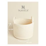 MaVaux Çok Amaçlı, 20cm-26cm Küçük Boy, Yanları Saplı, Sepet, Jüt, Hasır, Dokuma Sepet, Düzenleyici BeyazKüçük 26 cm